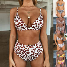 Bikini de cintura alta con estampado Digital para mujer, bañador Sexy juvenil de piel de serpiente y leopardo, traje de baño dividido de algodón 2024 - compra barato