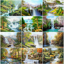 Pintura de diamantes 5D DIY, cuadro completo cuadrado/redondo, cascada, bordado de diamantes, paisaje Natural, Mosaico, Decoración de pared 2024 - compra barato