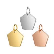 5 unids/lote Acero inoxidable blanco Pentagon Charms colgante para DIY joyería hacer accesorios 2024 - compra barato