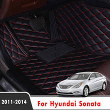 Alfombrillas impermeables personalizadas para coche, decoración de alfombras de cuero, para Hyundai Sonata YF 2014, 2013, 2012, 2011 2024 - compra barato