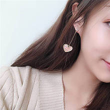 Korean Long Earrings For Women 2019 Fashion Jewelry Geometric Heart Crystal Women's Earring Brincos Gold Hanging Dangle Earring 2024 - buy cheap