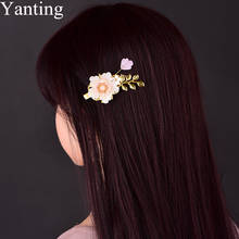 Yanting Sweet Pink Hair Clips Glass Glazed Flower Barrettes Romantic Gift For Girls Women Hair Jewelry For Women Ethnic Clip pin 2024 - buy cheap