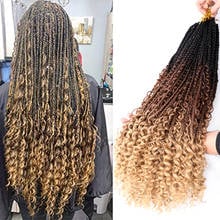 22Inch Messy Goddess Box Braids Crochet Hair Curly Crochet Braids Synthetic Bohemian Braiding Hair Extensions Black Ombre Brown 2024 - buy cheap
