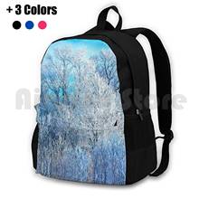 Beauty Of Frost-mochila de senderismo al aire libre, impermeable, para acampar, viajar, invierno, hielo, nieve, paisaje, cielo azul, árboles, noche, árbol 2024 - compra barato