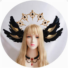 Lolita Lolita Our Lady of the Halo Church Pope super gorgeous black rose headband catwalk photo props style exaggerated 2024 - buy cheap
