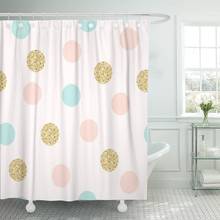 Pink Pastel Modern Chic Polka Dot Colorful Pattern Gold Shower Curtain Waterproof Polyester Fabric 72 x 72 Inches with Hooks 2024 - buy cheap