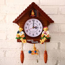 Новые Античные деревянные часы время птиц колокольчик качели будильник Настенные Подвесные часы домашний декор для гостиной 2024 - купить недорого