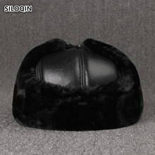 SILOQIN  Winter Genuine Leather Hats Middle Aged Elderly Thicken Sheep Skin Bomber Hat Earmuffs Warm Leisure Motion Cap Dad Hats 2024 - buy cheap