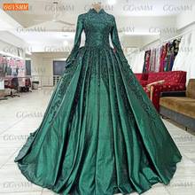 Arabic Green Evening Dress For Party Long Sleeves robe de soiree 2021 High Neck Ball Gown Women Dresses Formal vestido de festa 2024 - buy cheap