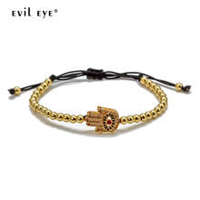 EVIL EYE Hamsa Hand Charm Braided Bracelet Rose Gold Color Bead Strand Bracelet Adjustable Jewelry Gifts for Women Female EY6575 2024 - buy cheap