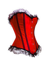 Red satin basque corset busiter lace up boned lingerie bodyshaper drop ship S-6XL instyles 2024 - buy cheap