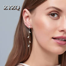 ZYZQ Small Fresh Long Tassel Earrings Simple Cubic Zirconia Women Earrings Accessories Wholesale 2024 - buy cheap