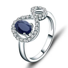 Anéis de casamento com pedras preciosas para mulheres, prata esterlina 925, oval, safira natural, drop shipping 2024 - compre barato