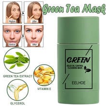 2021 Green Tea Cleansing Solid Mask Purifying Clay Stick Mask Oil Control Anti-Acne Eggplant Whitening Beauty Facial Skin Care 2024 - buy cheap