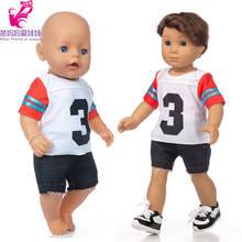 18 inch girl boy doll clothes football uniform 43cm baby doll sport shirt pants 2024 - buy cheap