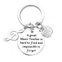 Creative Stainless Steel A Great Music Teacher Rhinestone Apples Pendant Keychain Key Ring Gift High Quality Hot Sale Fashion 2024 - buy cheap