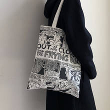 Bolsa tote de lona feminina, bolsa de compras para estudantes de quadrinhos japoneses, de ombro, pano de algodão, bolsa shopper feminina dobrável 2024 - compre barato
