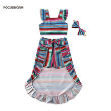 0-5Y Summer Infant Baby Girls Clothes Sets Rainbow Striped Print Sleeveless Vest Tops Shorts Skirts Sets 2024 - buy cheap