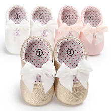 New 0-18 Months Newborn Baby Girl Pink Kahaki White Pu Leather Princess Shoes Bowknot First Walkers 2024 - buy cheap
