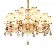 European Living Room Crystal Chandelier Zinc Alloy Glass Golden Pendant Lamp Dining Room Bedroom Villa Bedroom LED Lamps 2024 - buy cheap