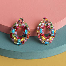 HYSECMAO New Geometric Colorful Rhinestone Dangle Drop Earrings Luxury Crystal Beads Circle Hanging Jewelry for Women Wholesale 2024 - buy cheap