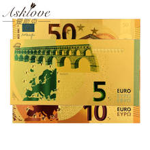 Billetes de oro falsos de 24K para colección, conjunto de 5, 10, 20, 50, para muestras de billetes de Euro 2024 - compra barato