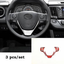 ABS Chrome Red For Toyota RAV4 2016 2017 Car Accessories Steering Wheel Button Panel Frame Cover Trim Car Sticker Styling 3Pcs 2024 - buy cheap