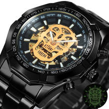 WINNER Official Mens Watches Top Brand Luxury Automatic Mechanical Watch Men Steel Strap Hip Hop Skull Skeleton Dial Wrist Watch 2024 - buy cheap