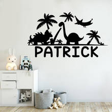 Custom Name Dinosaur Wall Decal Baby Name Nature Vinyl Wall Stickers Nursery Boy Bedroom Custom Name Dinosaur Themed Decor LL615 2024 - buy cheap