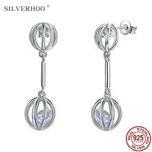 SILVERHOO-pendientes de plata de ley 925 con forma de linterna, joyería fina, de circonia cúbica, geométrica, Simple 2024 - compra barato