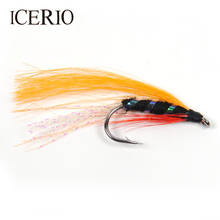 ICERIO-Señuelos de pesca con mosca de cuerpo holográfico, 10 Uds., #7, naranja, Flashbou, Serpentina, rojo, mejilla, azul, mojado 2024 - compra barato