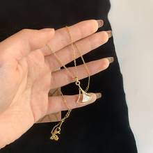 Shiny Crystal Sector Pendant Necklaces Stainless Steel Little Skirt Pendant Gold Color Chain Statement Necklaces For Women 2024 - buy cheap