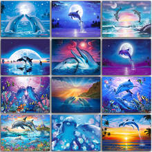 Quadrado completo & redondo 5d pintura diamante animais golfinho kit mar mundo diamand bordado mosaico ponto cruz pintura venda decoração da sua casa 2024 - compre barato