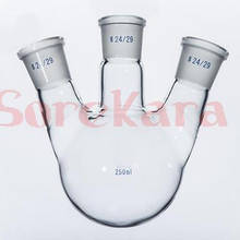 Vidrio de borosilicato de laboratorio, frasco de vidrio de junta 250, fondo redondo con tres cuellos, 24/29 ml 2024 - compra barato