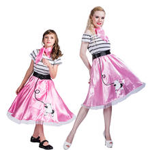 SNAILIFY 50s Retro Pink Poodle Skirt Dress Costume Girls Women Halloween Cosplay Carnival Party Group Family Fancy Dress 2024 - buy cheap