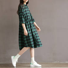 Moms Spring Summer Style Long Sleeve Green Plaid Pattern Maternity Nursing Clothes Women Breastfeeding Dress 2024 - buy cheap