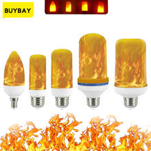 Светодиодная лампа E27/E26/E14/E12, с эффектом пламени, 3/5/7/9 Вт, 85-265 В 2024 - купить недорого