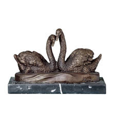 Estátua de bronze de casal, estatueta de cisne, arte antiga, amante, presente de aniversário, escultura amor, decoração de casa, ornamento 2024 - compre barato