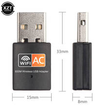 Adaptador wi-fi usb 2.4ghz 5ghz 600mbps, antena wi-fi banda dupla 802.11b/n/g/ac mini receptor de cartão de rede sem fio para laptop pc 2024 - compre barato