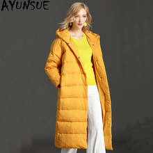 Ayunsue 2020 jaqueta feminina com capuz inverno pato branco para baixo casaco feminino plus size coreano longo casacos puffer LY-0016 2024 - compre barato