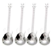 Guitar Coffee Teaspoons,4 Pcs Stainless Steel Musical Coffee Spoons Teaspoons Mixing Spoons Sugar Spoon(Silver) 2024 - buy cheap