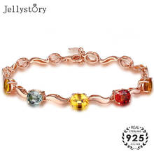 Jellystory Fashion 925 Silver Jewelley Bracelet with Colorful Topaz Gemstones for Women Wedding Engagement Party Gifts Wholesale 2024 - buy cheap