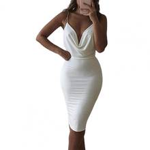 Solid Color Summer Slim Elegant Dress Solid Color Low Neck Female Women Backless Sexy Dress Ladies Wear for Party Streetwear 2024 - buy cheap