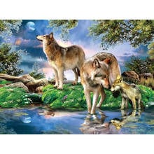 Full Square Diamond 5D DIY Diamond Painting Photo Custom "Night wolf" 3D Round Full Embroidery Cross Stitch Mosaic Decor 2024 - buy cheap