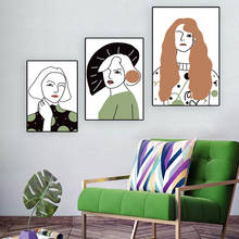 Скандинавская фигурка картина маслом модная женская в зеленом абстрактном стиле Картина на холсте для гостиной коридора офиса украшение для дома Фреска 2024 - купить недорого