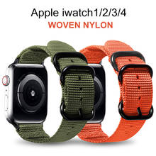 Ремешок для Apple Watch 6 band 44 мм 40 мм, Мягкий Нейлоновый черный зеленый браслет для iwatch 6/5/4/3/SE 38 42 мм 2024 - купить недорого