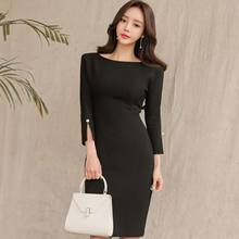 Autumn Winter Women Dress 2022 Vintage Black Sleeve Formal Party Dress Bodycon Office Lady Work Dress Spring DC851 2024 - buy cheap