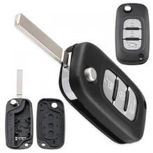 Capa de chave automotiva dobrável com 3 botões, controle remoto compatível com renault fluence, clio, megane, kangoo 2024 - compre barato