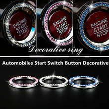 39MM Auto Car Bling Decorative Accessories Automobiles Start Switch Button Decorative Diamond Rhinestone Ring Circle Trim SUV 2024 - buy cheap