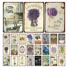 Placas de flores roxo vintage, placa de metal vintage, arte de parede, bar, arte retrô, restaurante, decoração, 30x20cm 2024 - compre barato